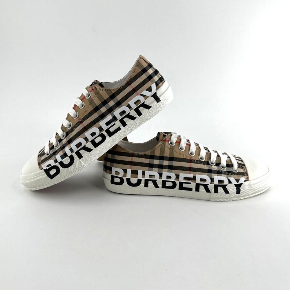 Burberry Archive Beige Logo Check Larkhall Sneakers 43/ Size 10 - Picture 10 of 14